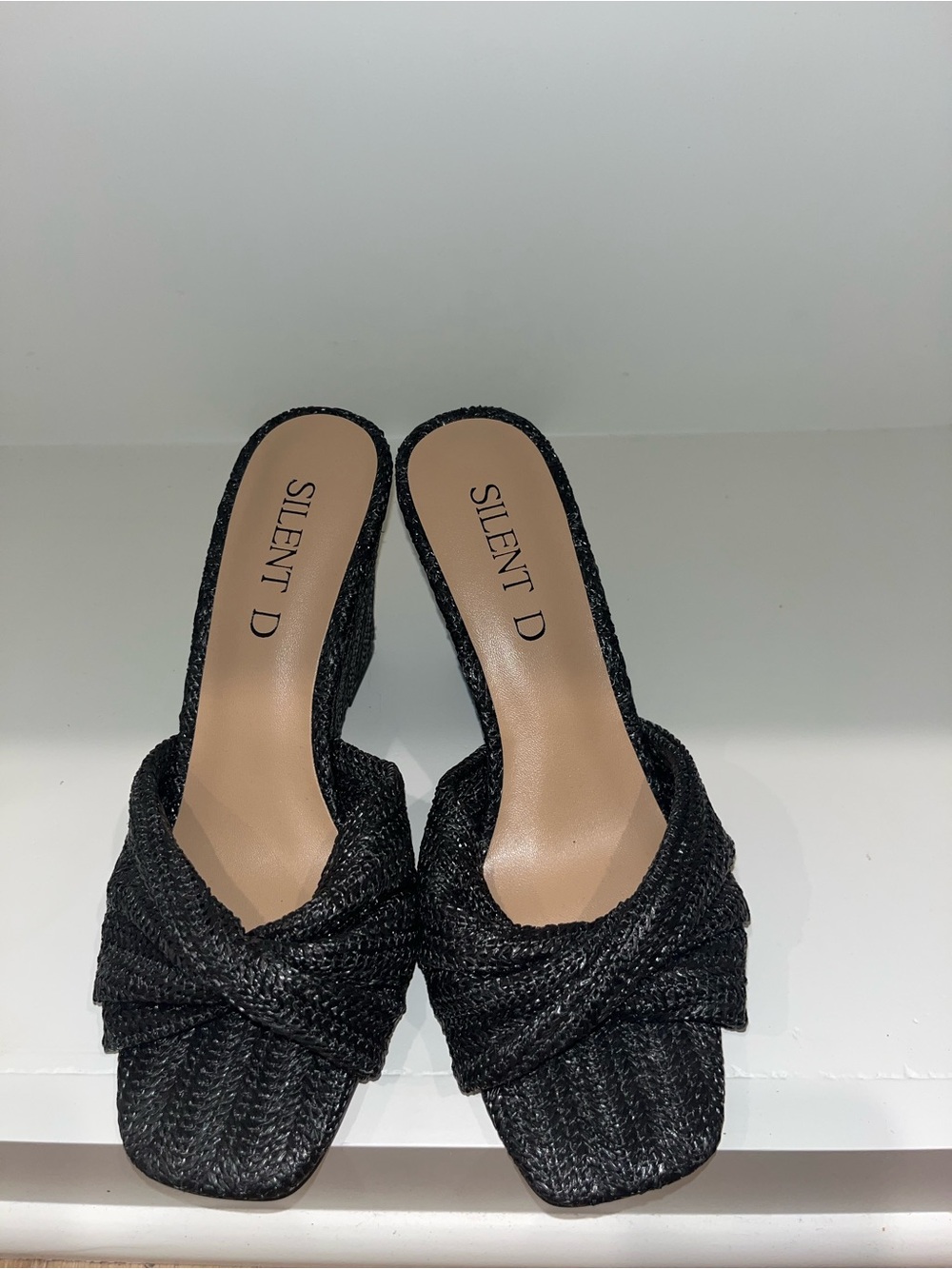 Silent D Black Braided Slide Sandals